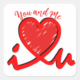 I Heart U - Love Square Sticker