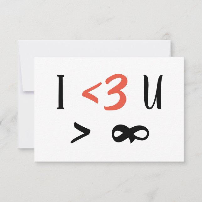 I Heart U More Than Infinity Flat Thank You Card (Front)