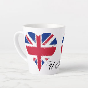 I Heart UK British Flag Great Brittan Latte Mug