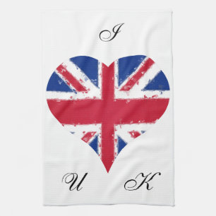 I Heart UK England Britain British Flag Tea Towel