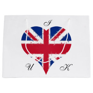 I Heart UK England British Flag Large Gift Bag