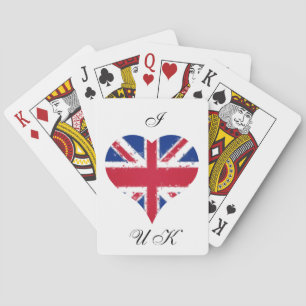 I Heart UK England British Flag Playing Cards