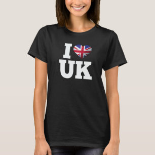 I HEART UK WITH UNION JACK FLAG BRITISH UK UNITED  T-Shirt