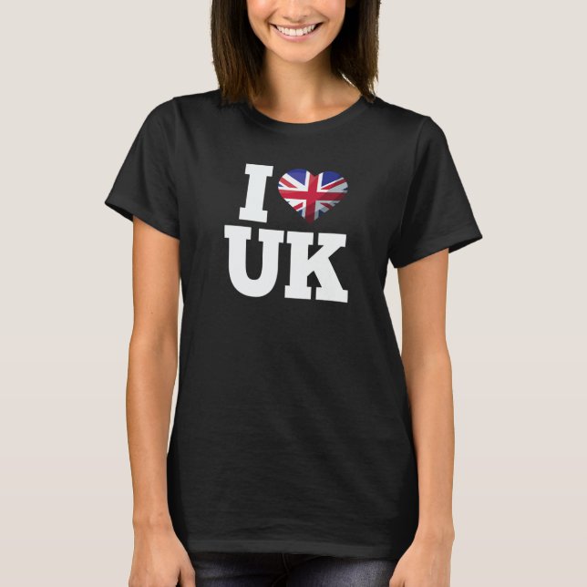 I HEART UK WITH UNION JACK FLAG BRITISH UK UNITED  T-Shirt (Front)