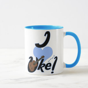 I Heart Uke Blue Outlined Mug