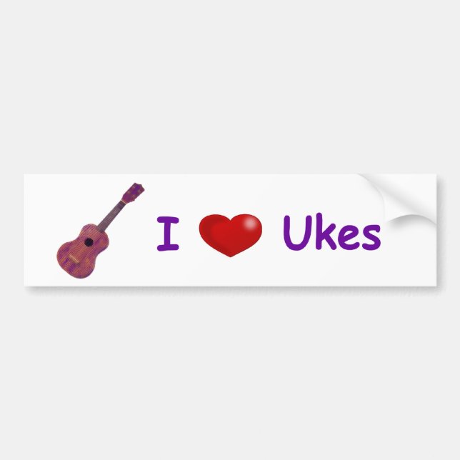 I (Heart) Ukes Bumper Sticker (Front)
