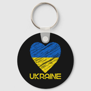 I Heart Ukraine Flag Tee Shirt I Support Ukrainian Key Ring