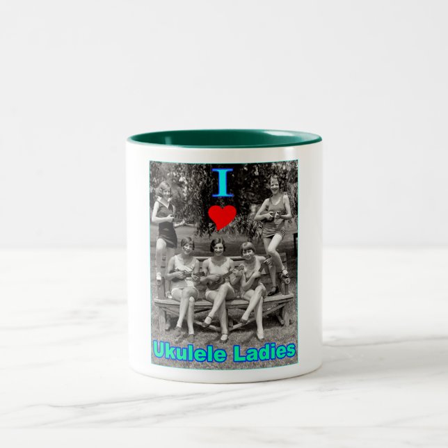 I Heart Ukulele Ladies Two-Tone Coffee Mug (Center)
