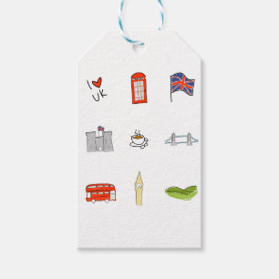 I Heart United Kingdom, British Love, UK landmarks Gift Tags