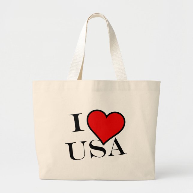 I Heart USA bk jtcnt Large Tote Bag (Front)