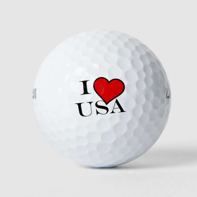 I Heart USA bk wu gbcnt Golf Balls (Front)