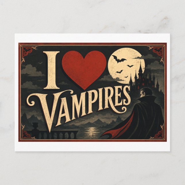 "I [Heart] Vampires" Postcard (Front)