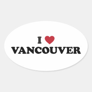 I Heart Vancouver Canada Oval Sticker