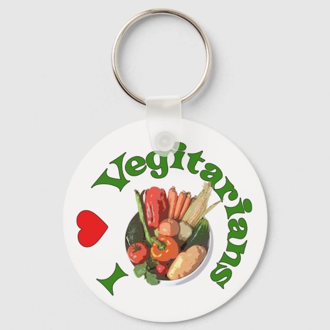 I Heart Vegetarians Key Ring (Front)
