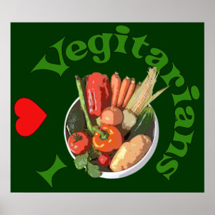 I Heart Vegetarians Poster
