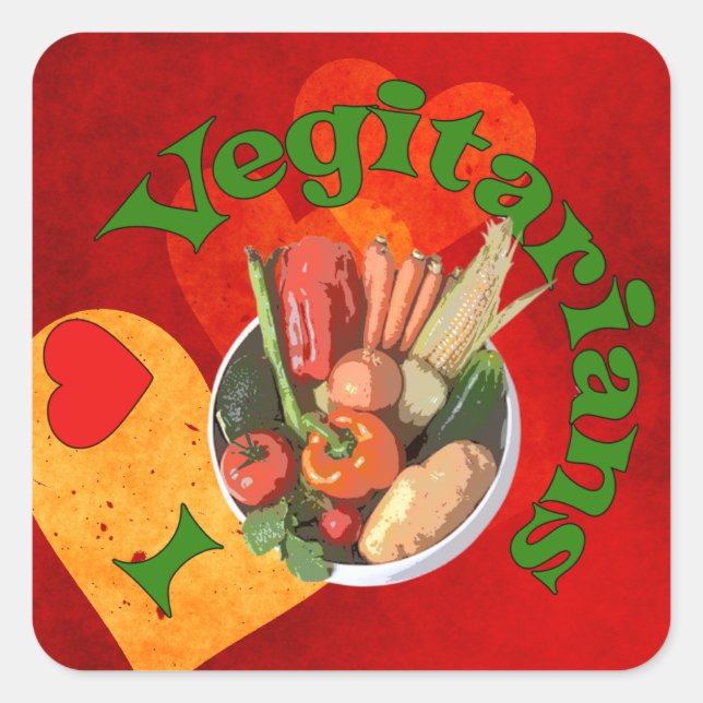 I Heart Vegetarians Square Sticker (Front)
