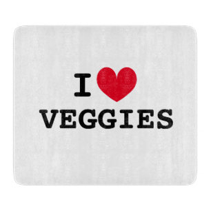 I heart veggies glass cutting board for kitchen