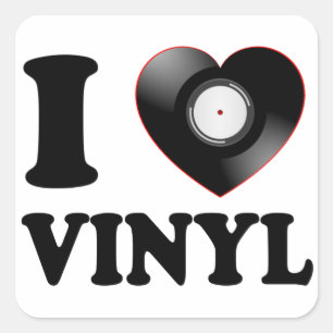 I HEART VINYL SQUARE STICKER