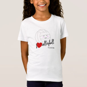 I heart volleyball happy kawaii girls' volleyball T-Shirt