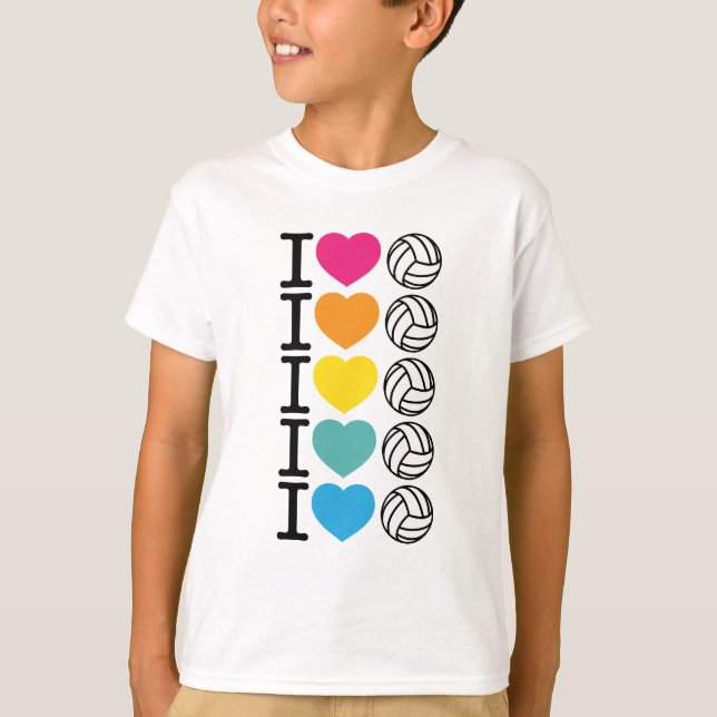 I Heart Volleyball - rainbow T-Shirt (Front)