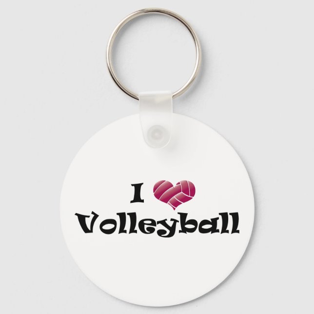I heart volleyball (red) key ring (Front)