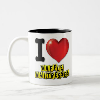 I Heart Waffle Waitresses Two-Tone Coffee Mug