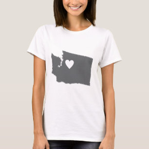 I Heart Washington Grunge Look Outline State Love T-Shirt