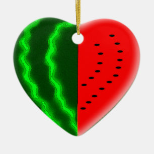 I (Heart) Watermelon Ceramic Tree Decoration