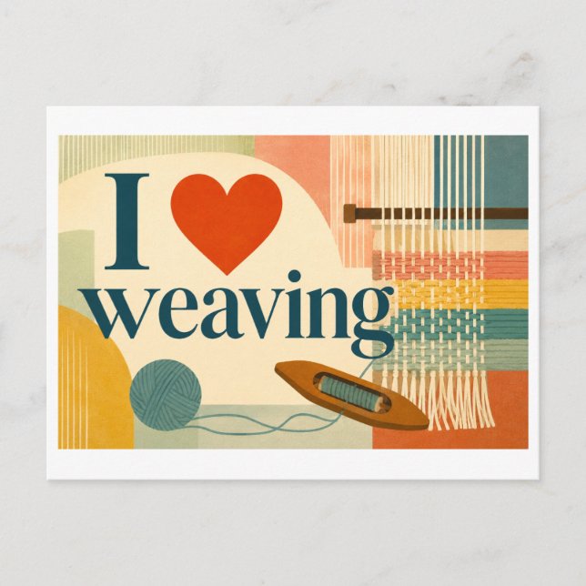 "I [Heart] Weaving" Postcard (Front)