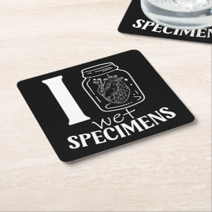 I Heart Wet Specimen, Funny Taxidermy preserved Square Paper Coaster