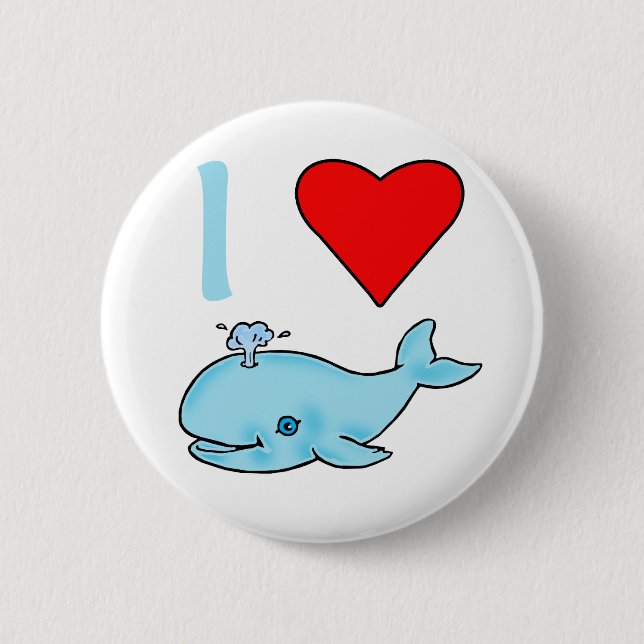 I Heart Whales Products 6 Cm Round Badge (Front)