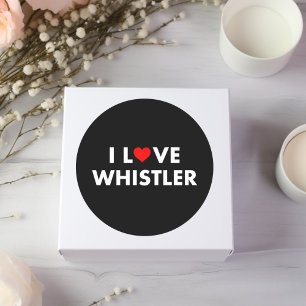 I Heart Whistler I Love Whistler Modern Text Dark  Classic Round Sticker