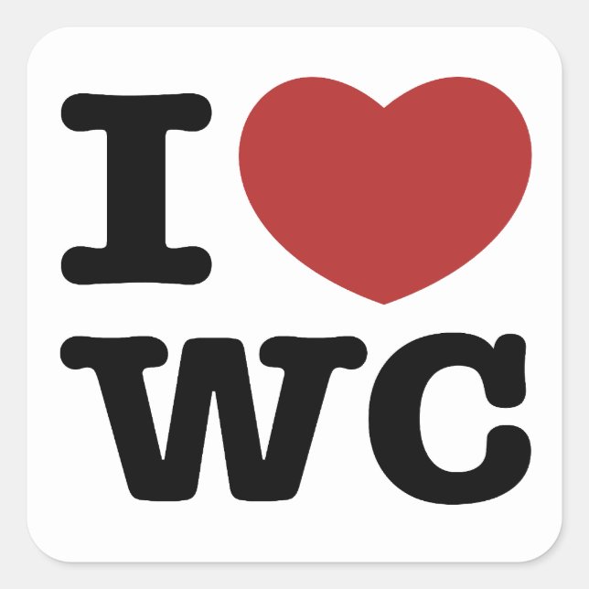 I Heart White Centre Square Sticker (Front)