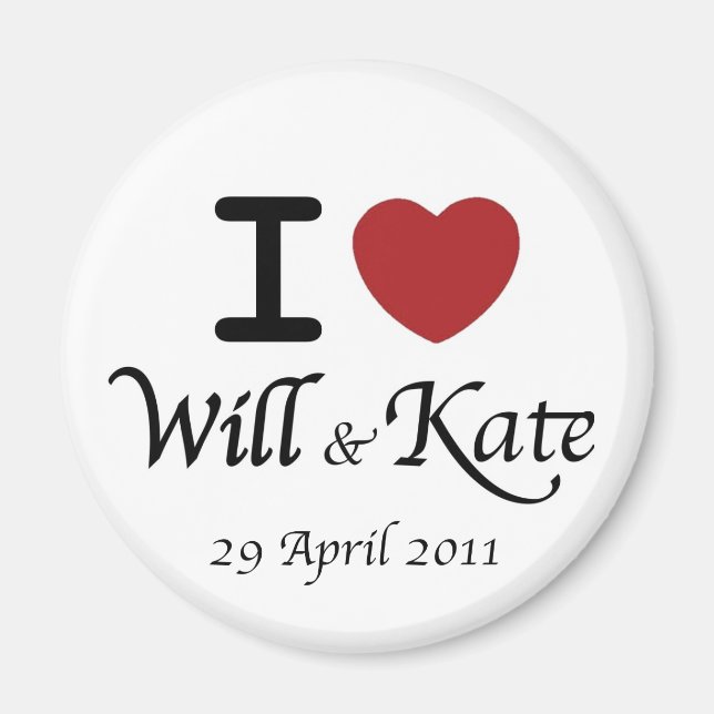 I heart William and Kate Royal Wedding Magnet (Front)