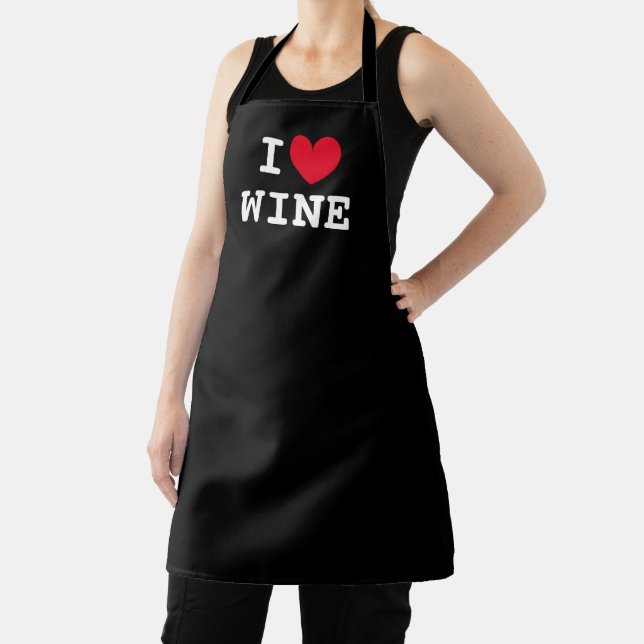 I heart wine funny kitchen apron for wine lover (Insitu)