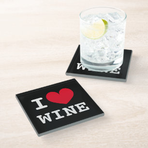 I heart wine glass drink coaster