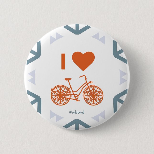 I Heart Winter Biking - Large Pin (Front)