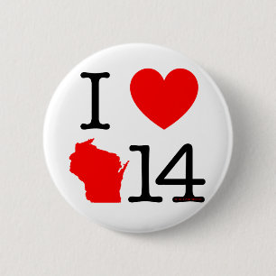 I Heart Wisconsin 14 6 Cm Round Badge