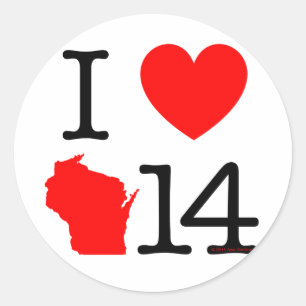 I Heart Wisconsin 14 Classic Round Sticker