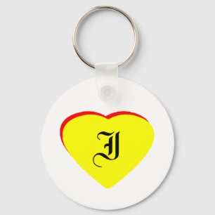 "I" Heart Yellow Red Wedding Invitation The MUSEUM Key Ring