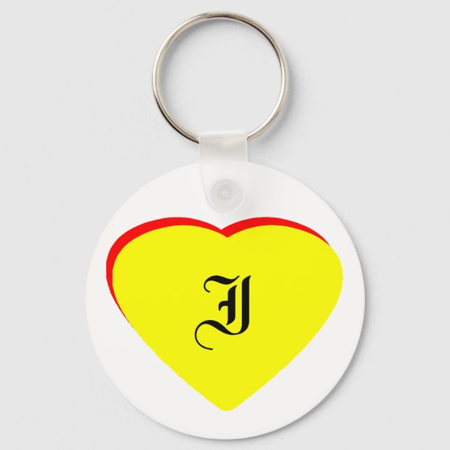 "I" Heart Yellow Red Wedding Invitation The MUSEUM Key Ring (Front)
