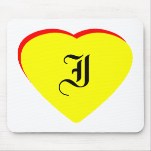 "I" Heart Yellow Red Wedding Invitation The MUSEUM Mouse Mat