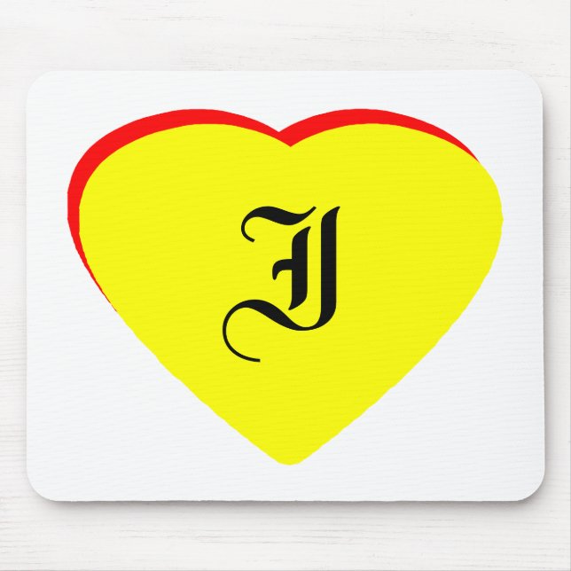 "I" Heart Yellow Red Wedding Invitation The MUSEUM Mouse Mat (Front)