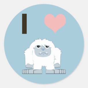 I Heart Yeti Cute Cartoon Snow Monster Classic Round Sticker