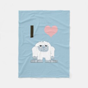 I Heart Yeti Cute Cartoon Snow Monster Fleece Blanket