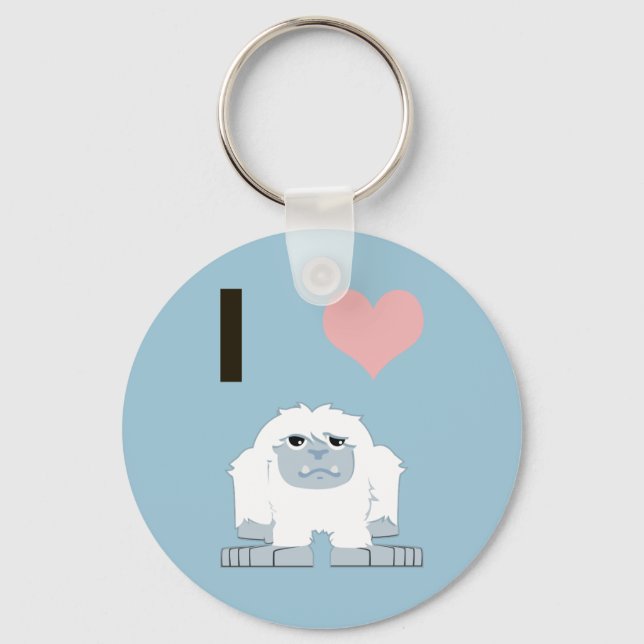 I Heart Yeti Cute Cartoon Snow Monster Key Ring (Front)