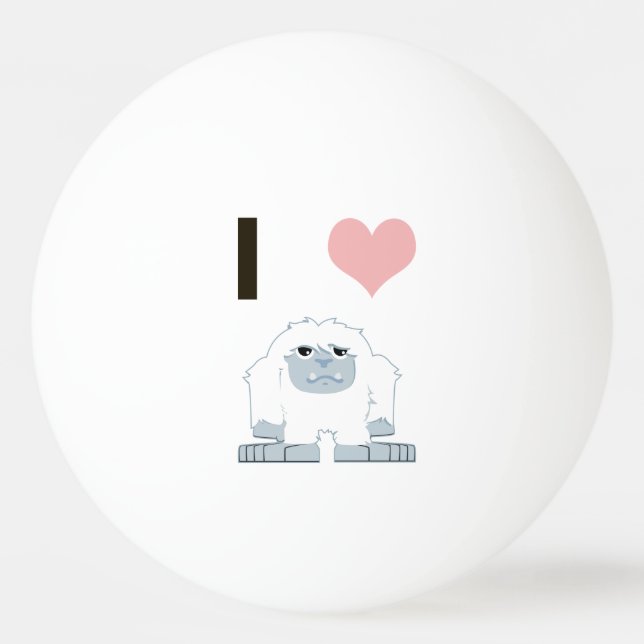 I Heart Yeti Cute Cartoon Snow Monster Ping Pong Ball (Front)
