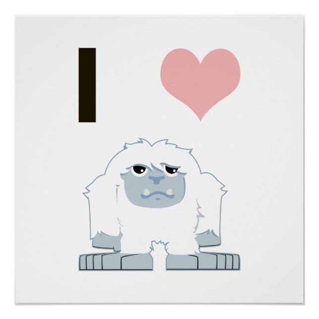 I Heart Yeti Cute Cartoon Snow Monster Poster (Front)