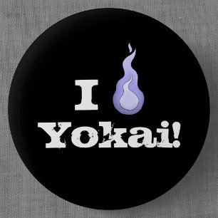 I Heart Yokai! Hitodama Fireball 6 Cm Round Badge