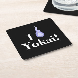 I Heart Yokai! Japanese Monster Appreciation Square Paper Coaster